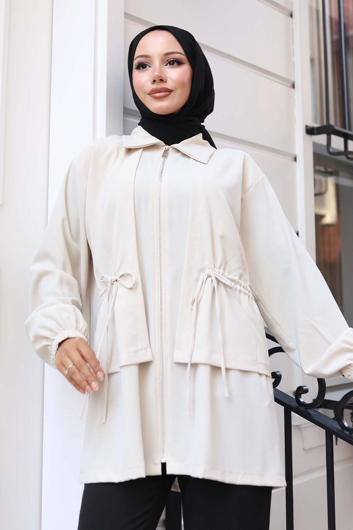 BNG Women Short Waist Bag with Ruched Zipper Stone Color 3243 - Wesel