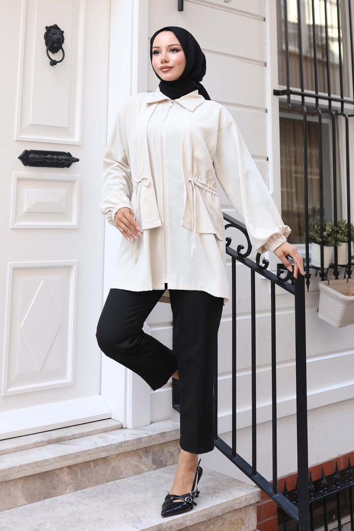 BNG Women Short Waist Bag with Ruched Zipper Stone Color 3243 - Wesel