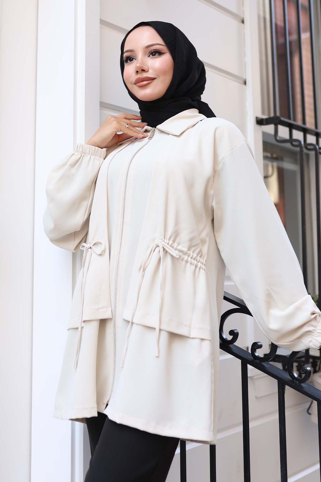 BNG Women Short Waist Bag with Ruched Zipper Stone Color 3243 - Wesel