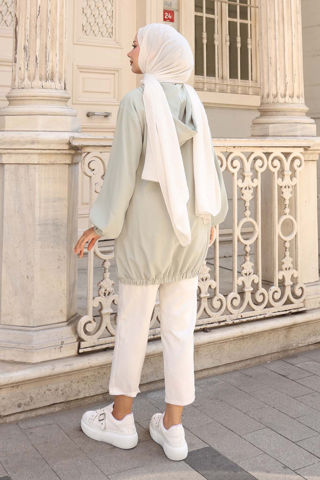 BNG Women Pocket Stone Detailed Buttoned Short Coat Mint Green 3241 - Gavá