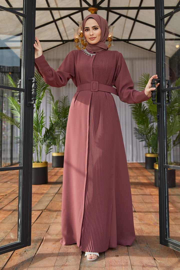 ZRF Women Pleated Belted Dress - Rose Pink - Scarborough