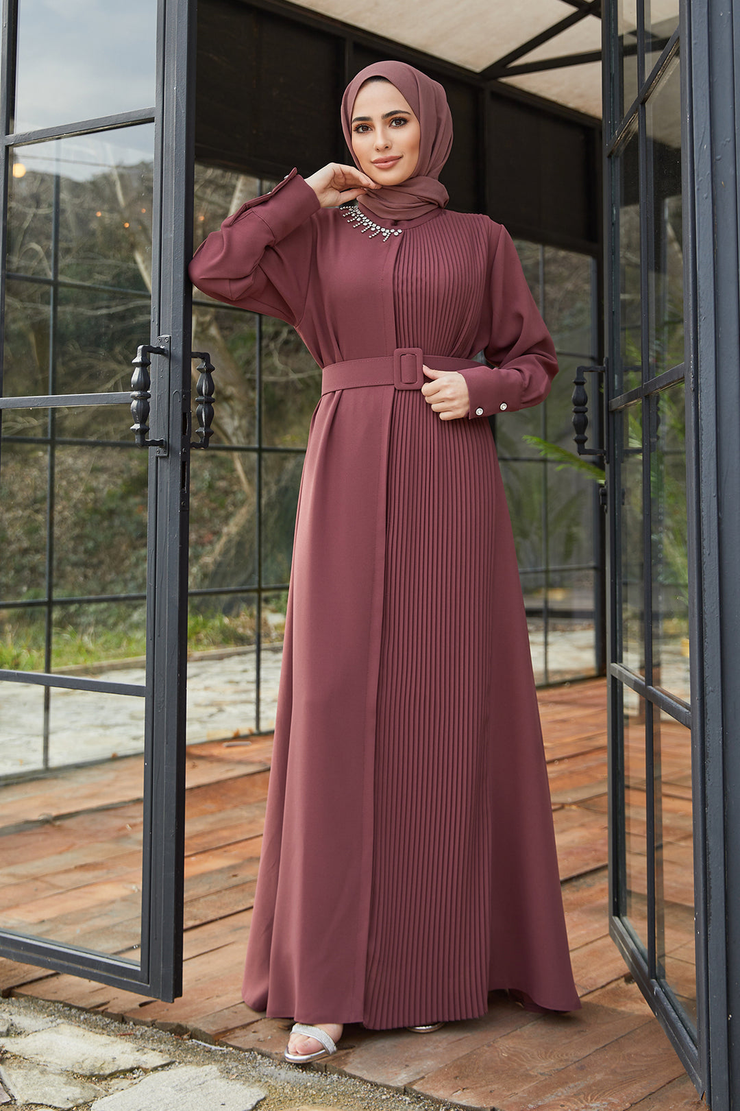 ZRF Women Pleated Belted Dress - Rose Pink - Scarborough