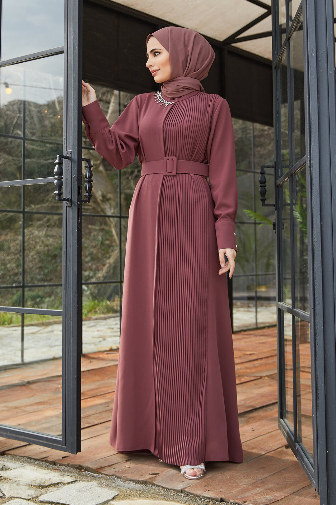 ZRF Women Pleated Belted Dress - Rose Pink - Scarborough