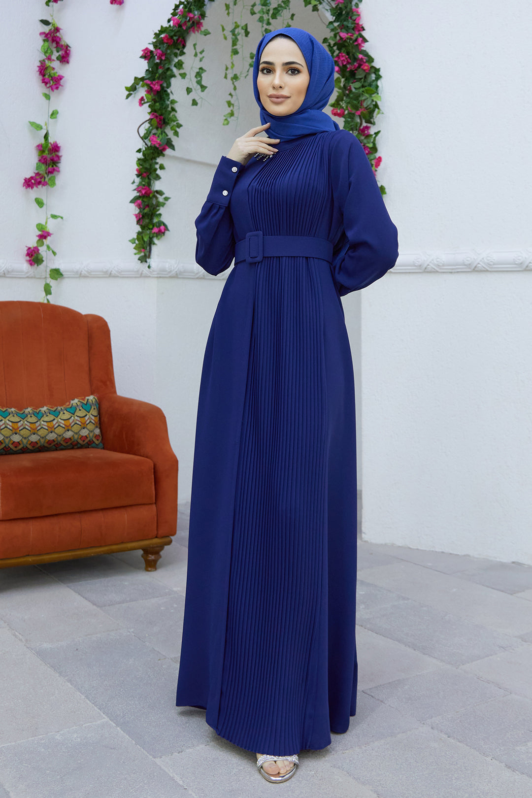 ZRF Women Pleated Belted Dress - Indigo - Grand Rapids