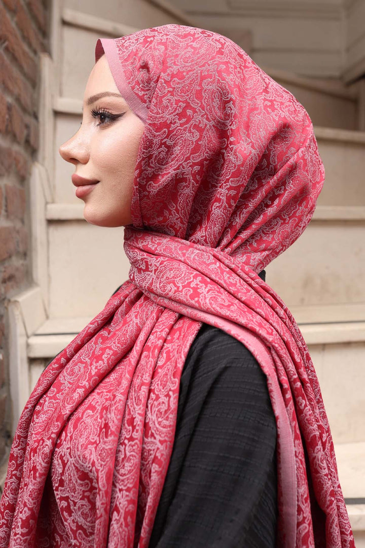 BNG Women Patterned Jacquard Shawl Red H102 - Costa Mesa