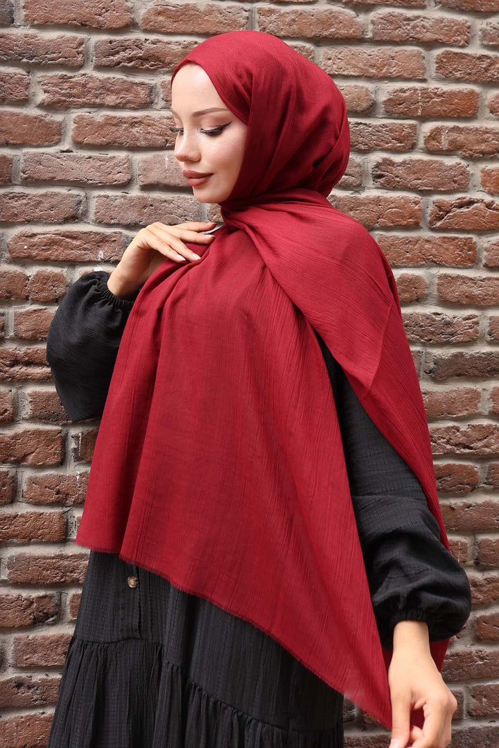 BNG Women Pamuklu Şal Bordo H101  - Sittard