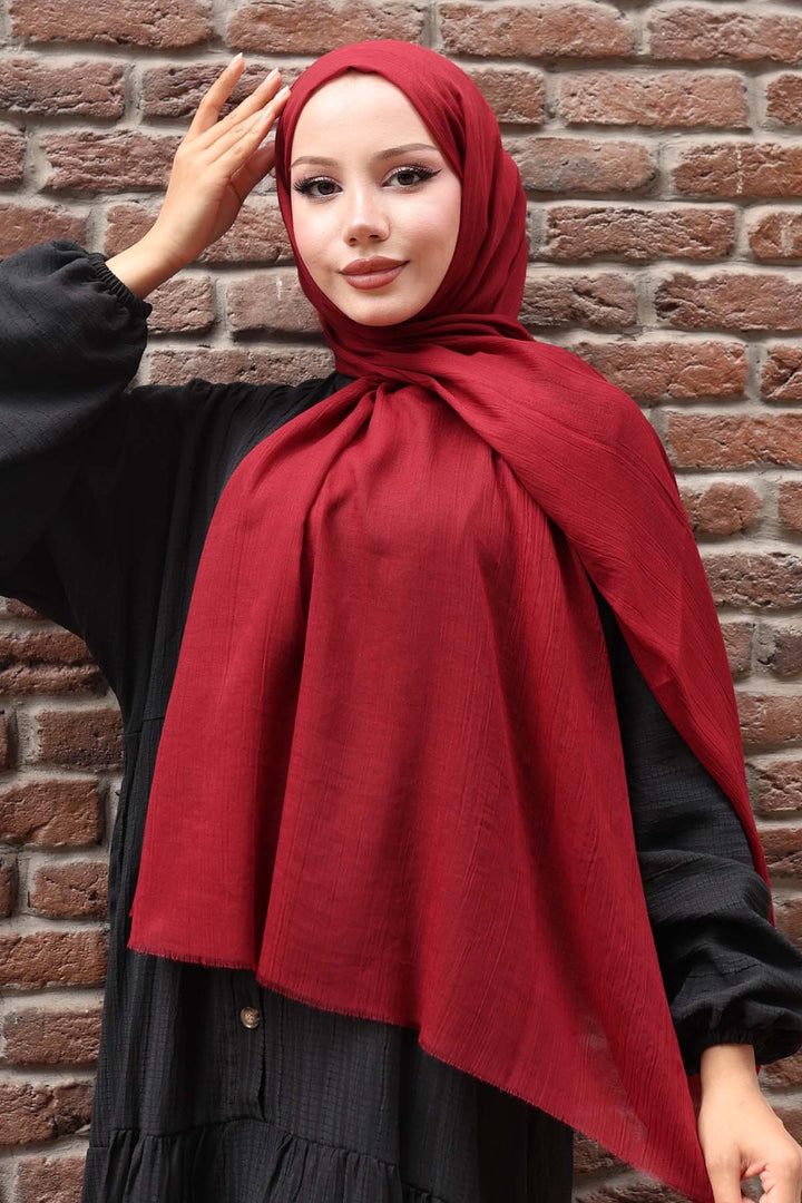 BNG Women Pamuklu Şal Bordo H101  - Sittard