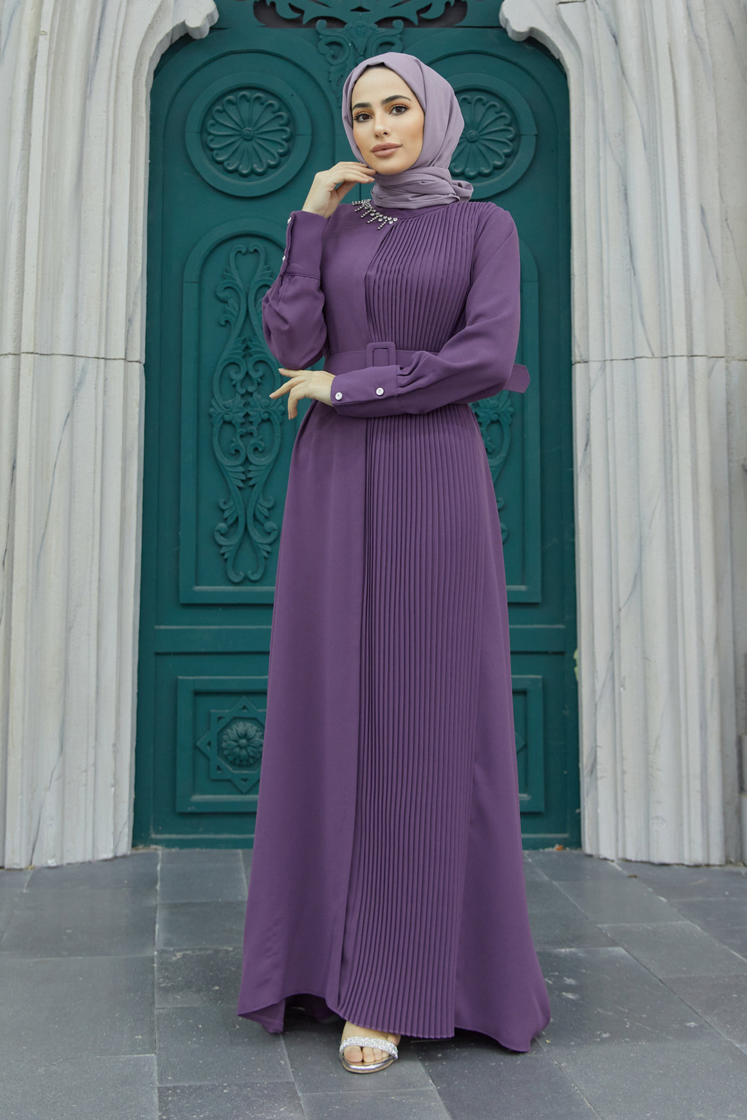 ZRF Women Pleated Belted Dress - Lilac - Aranjuez