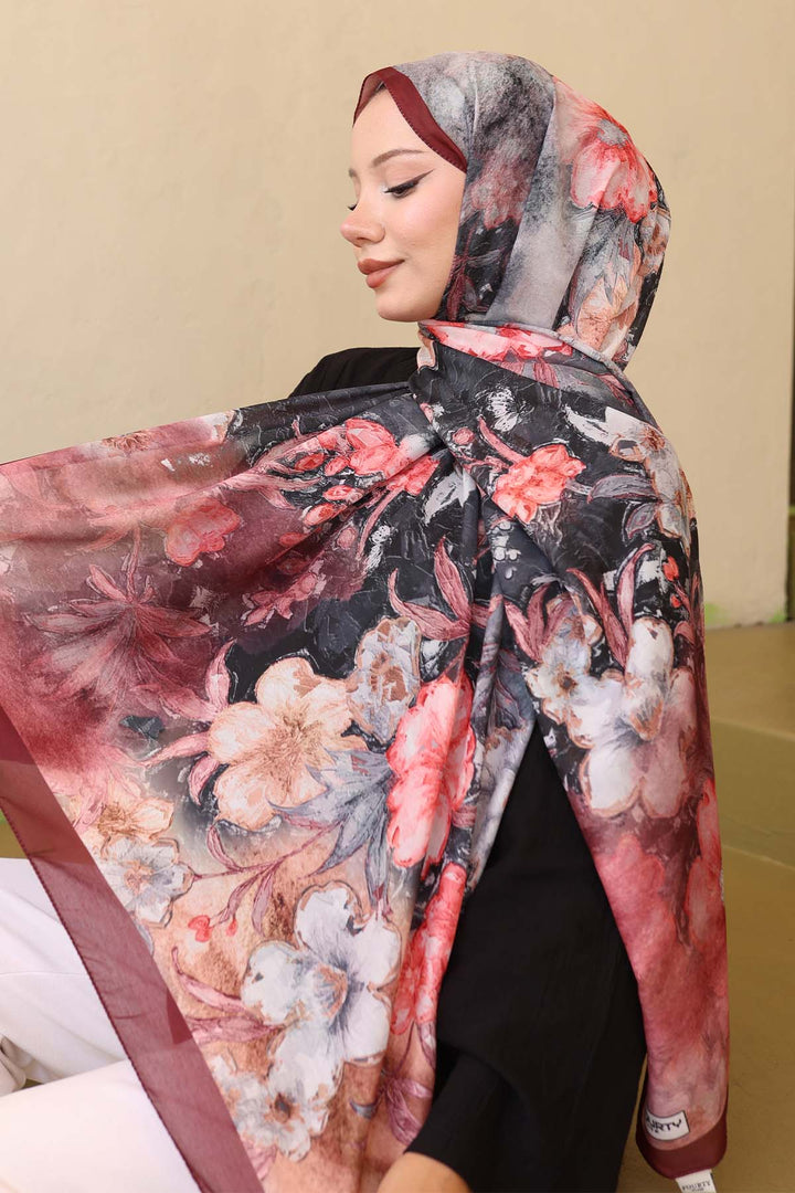 BNG Women Patterned Scarf Burgundy Frt105 - Langenhagen