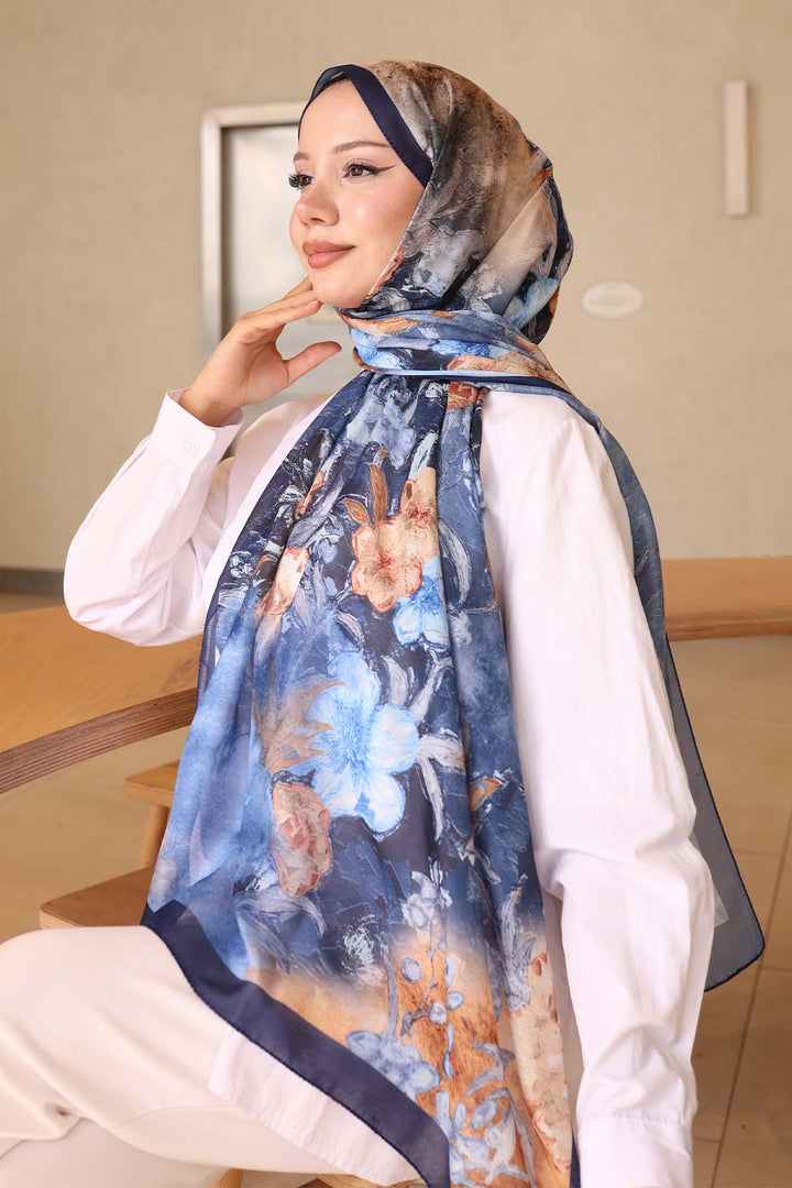 BNG Women Patterned Scarf Navy Frt105 - San Angelo