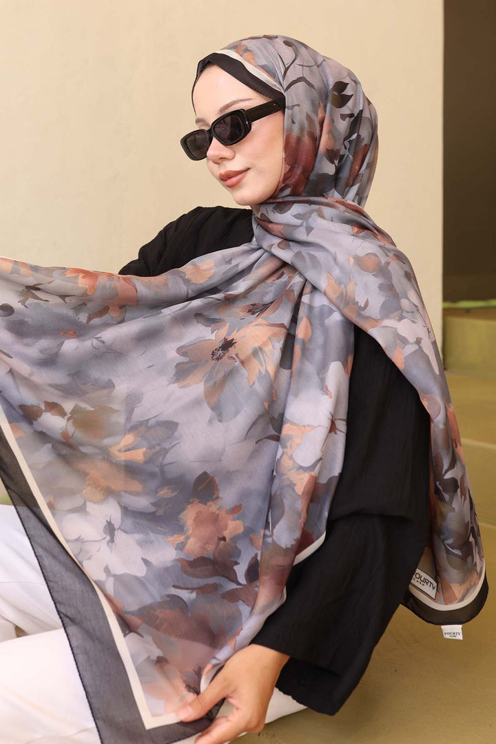 BNG Women Patterned Scarf Black Frt104 - Hammond