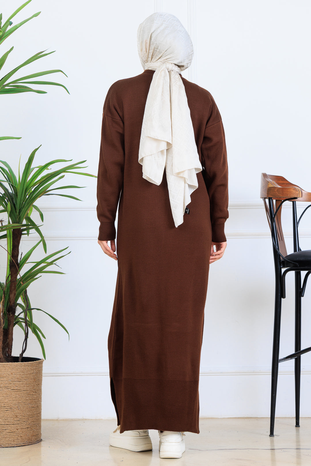 BNG Women Yırtmaç Detaylı Triko Elbise S510 Kahverengi - Yuriria