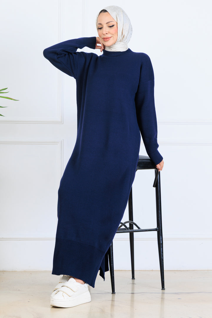 BNG Women Yırtmaç Detaylı Triko Elbise S510 Lacivert - Spalding