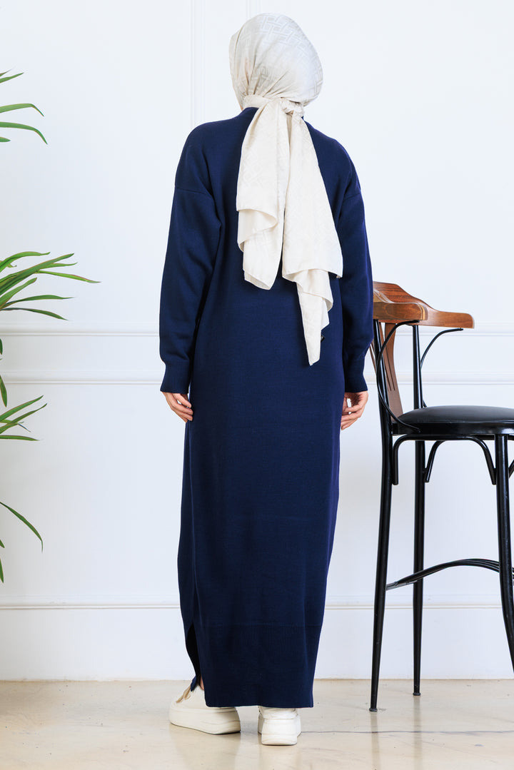 BNG Women Yırtmaç Detaylı Triko Elbise S510 Lacivert - Spalding