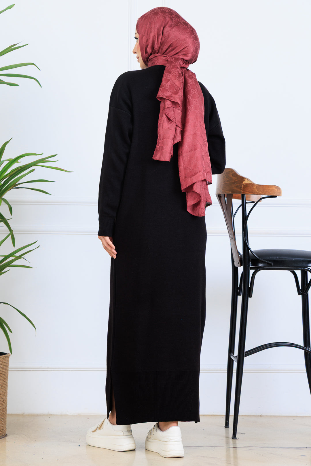 BNG Women Yırtmaç Detaylı Triko Elbise S510 Siyah - Franklin