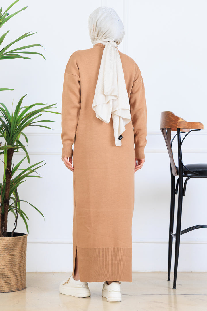 BNG Women Yırtmaç Detaylı Triko Elbise S510 Vizon - Laguna Niguel