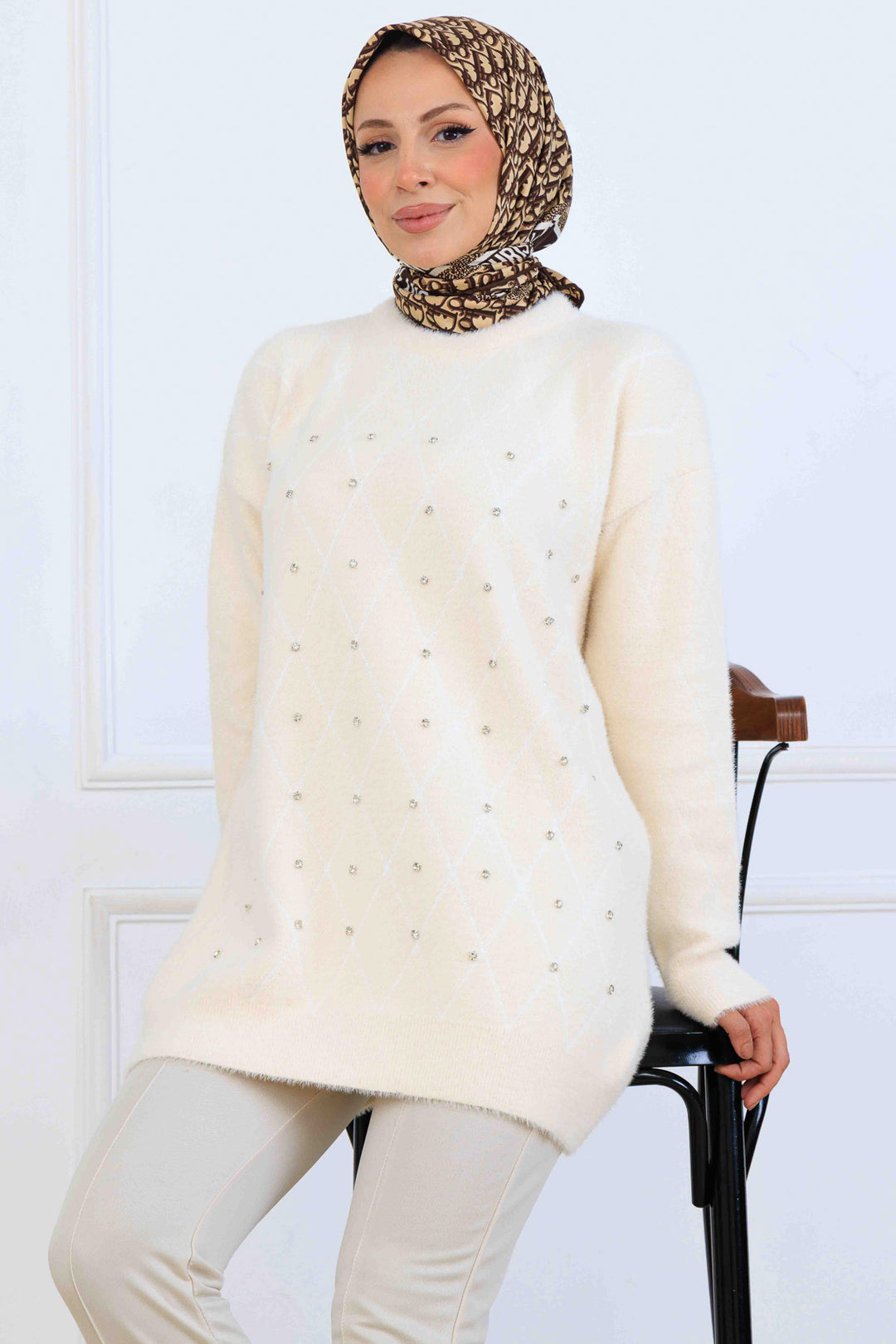 BNG Women Stone Detailed Knit Tunic S3008 Stone Color - Waukegan