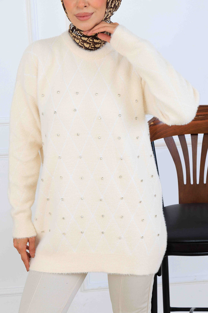 BNG Women Stone Detailed Knit Tunic S3008 Stone Color - Waukegan