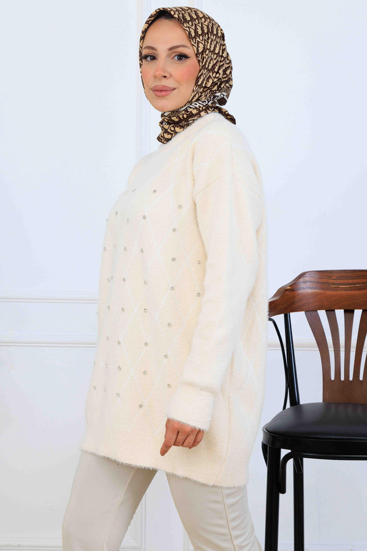 BNG Women Stone Detailed Knit Tunic S3008 Stone Color - Waukegan