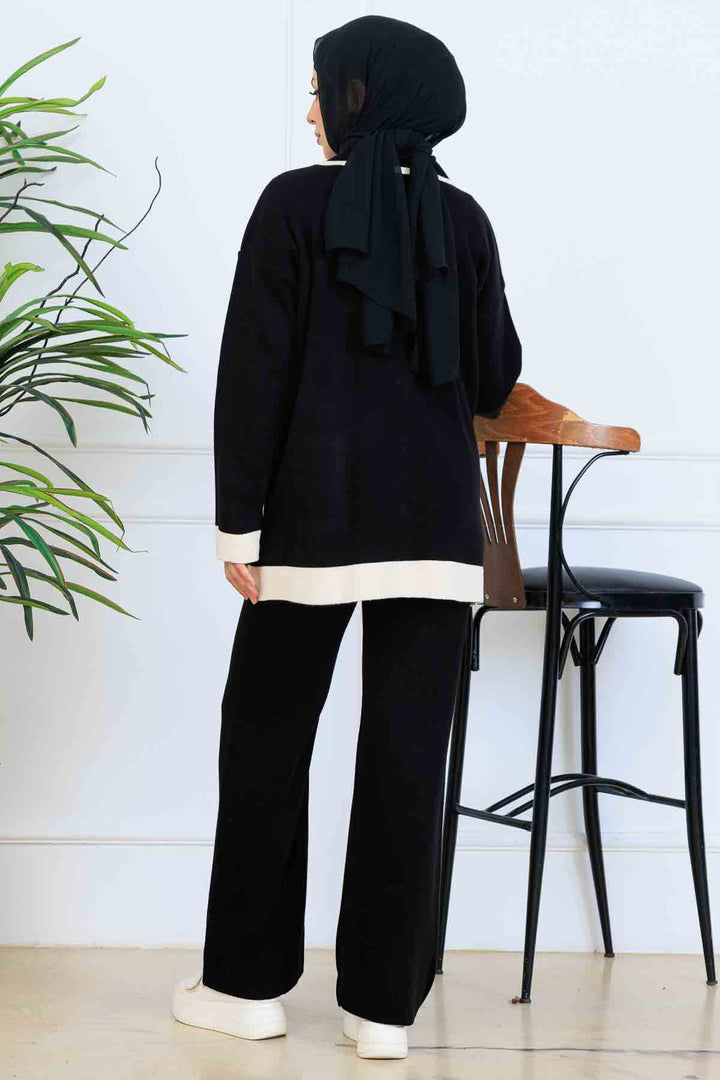 BNG Women Buttoned Line Detailed Knit Set S1043 Black - Cesano Maderno