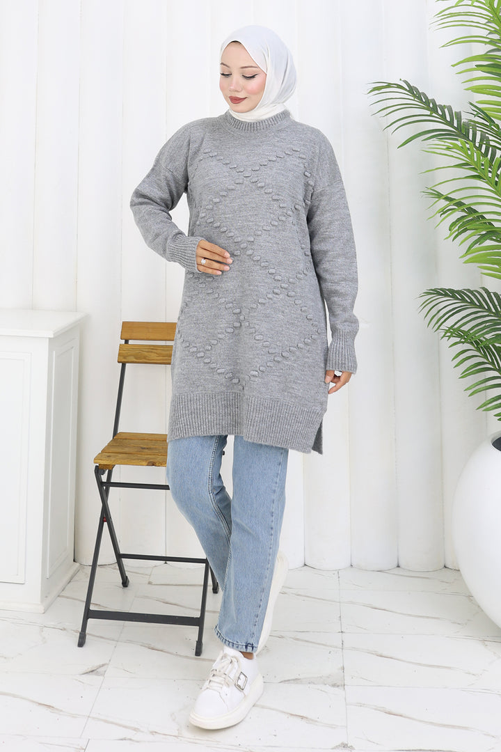 BNG Women Triko Kazak S3019 Gri - San Martin Texmelucan de Labastida