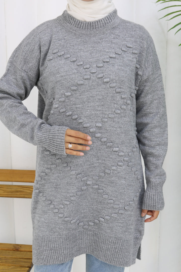 BNG Women Triko Kazak S3019 Gri - San Martin Texmelucan de Labastida