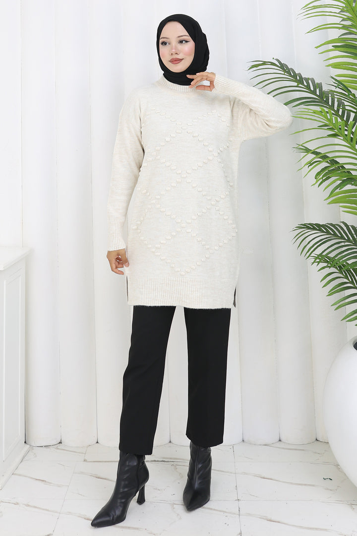 BNG Women Triko Kazak S3019 Taş Rengi - Mascouche