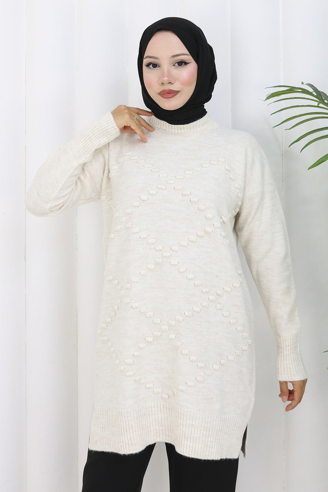 BNG Women Triko Kazak S3019 Taş Rengi - Mascouche