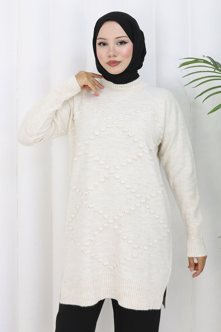 BNG Women Triko Kazak S3019 Taş Rengi - Mascouche