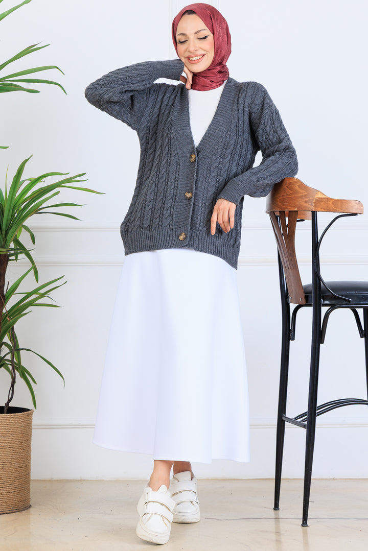 BNG Women Saç Örgü Kısa Triko Hırka S4000 Antrasit - Neustadt