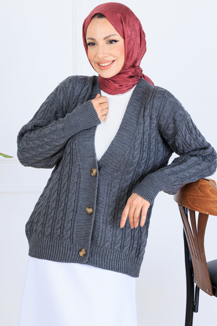 BNG Women Saç Örgü Kısa Triko Hırka S4000 Antrasit - Neustadt