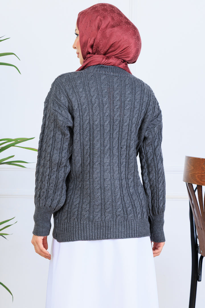 BNG Women Saç Örgü Kısa Triko Hırka S4000 Antrasit - Neustadt