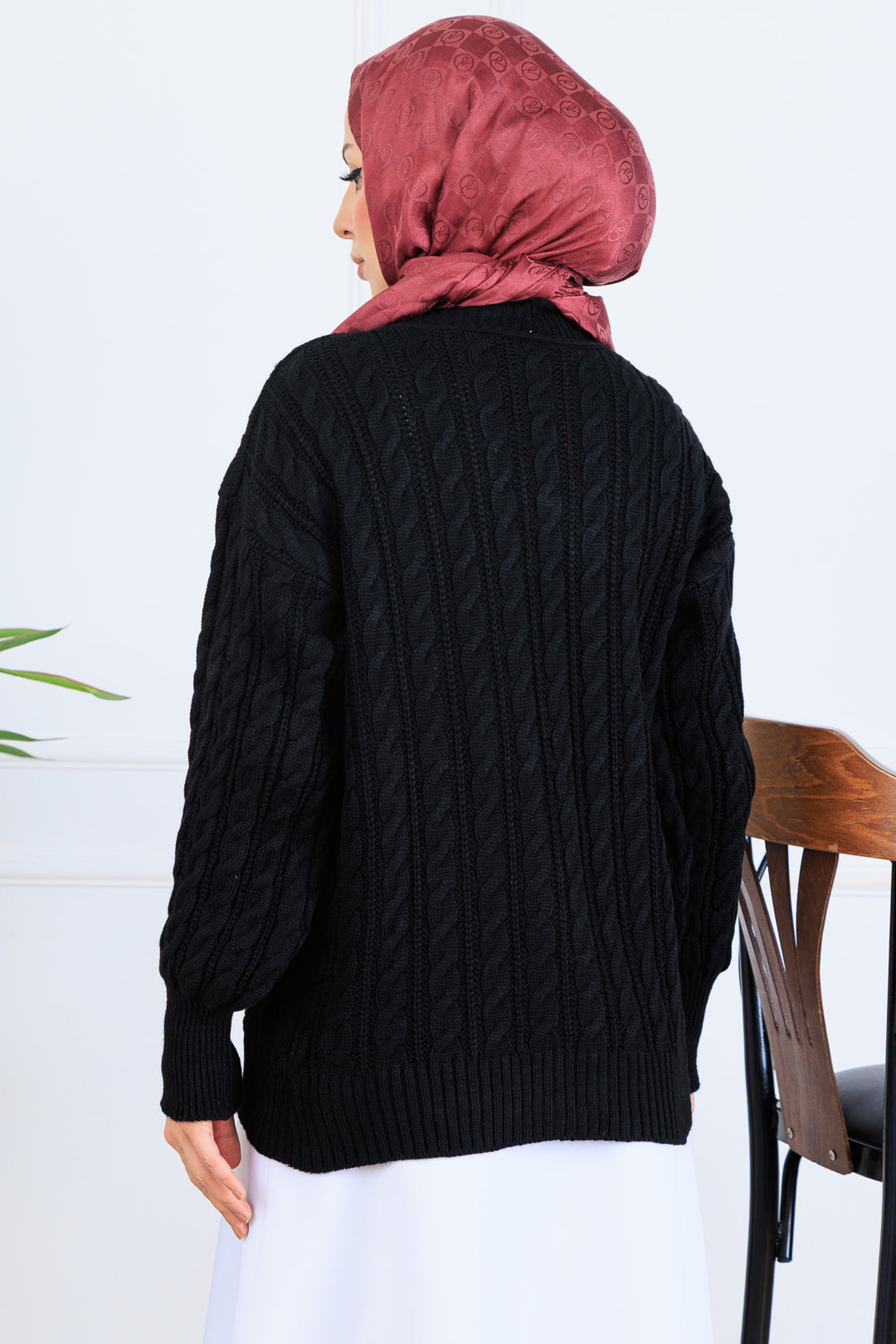 BNG Women Saç Örgü Kısa Triko Hırka S4000 Siyah - Greenwood