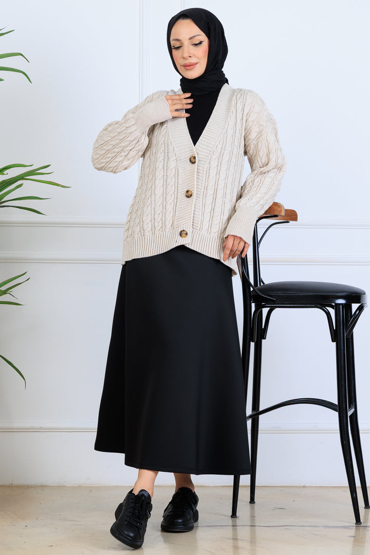 BNG Women Saç Örgü Kısa Triko Hırka S4000 Taş Rengi - Nuevo Laredo