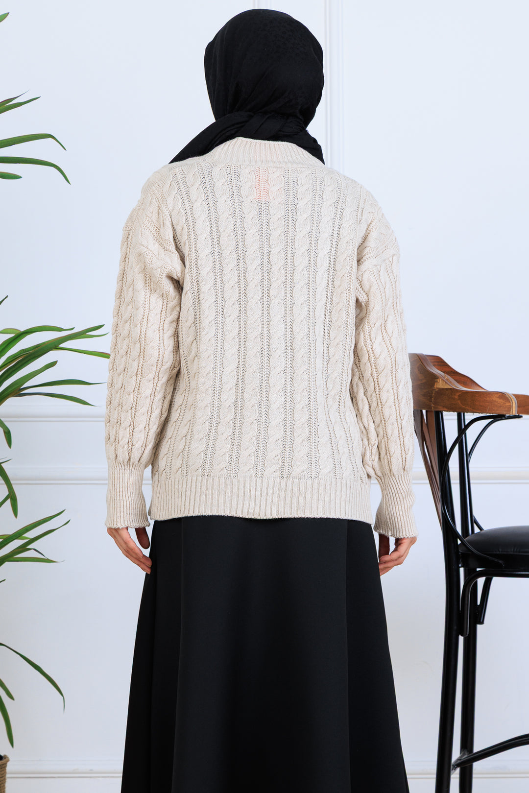 BNG Women Saç Örgü Kısa Triko Hırka S4000 Taş Rengi - Nuevo Laredo