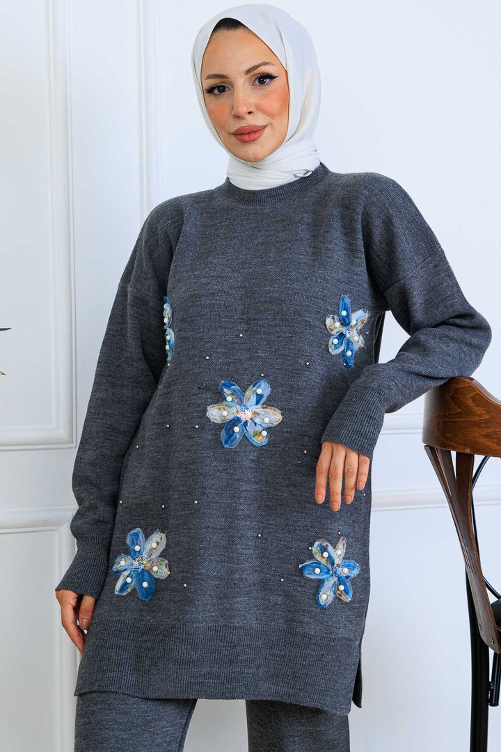 BNG Women Floral Knit Set S1006 Anthracite - Sault Ste. Marie