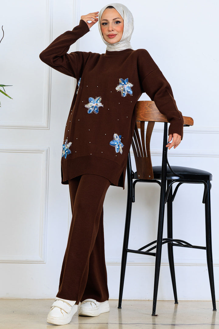 BNG Women Floral Knit Set S1006 Brown - Torrance