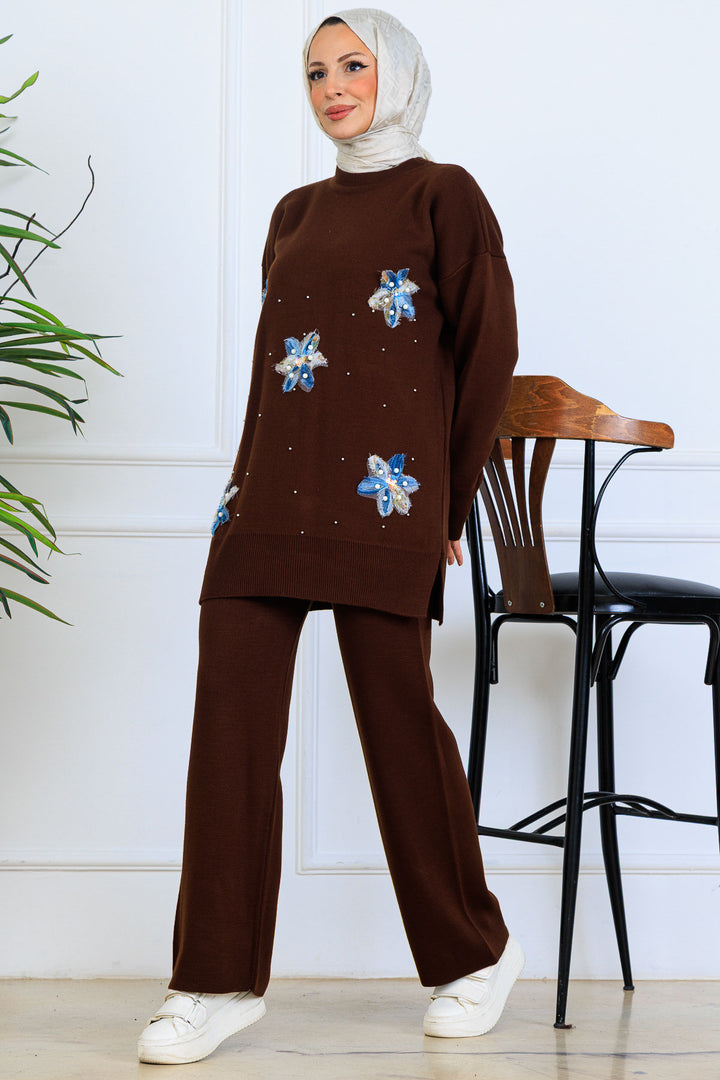 BNG Women Floral Knit Set S1006 Brown - Torrance
