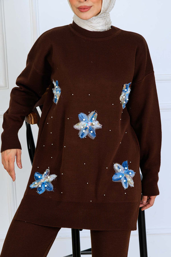 BNG Women Floral Knit Set S1006 Brown - Torrance