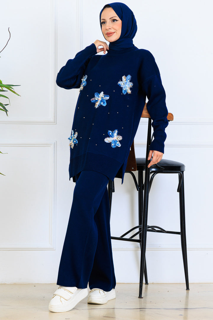 BNG Women Floral Knit Set S1006 Navy - Leominster