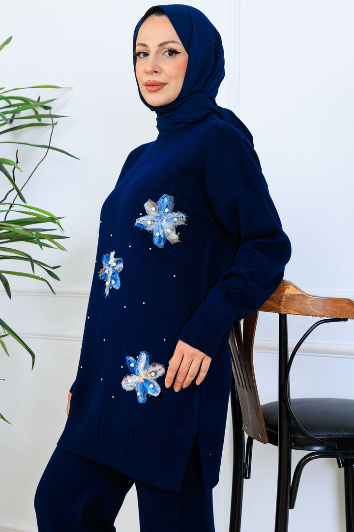 BNG Women Floral Knit Set S1006 Navy - Leominster