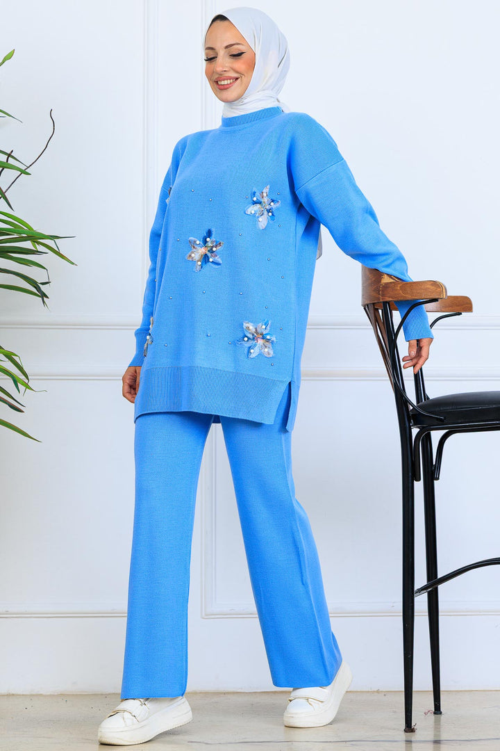 BNG Women Floral Knit Set S1006 Blue - Port St. Lucie