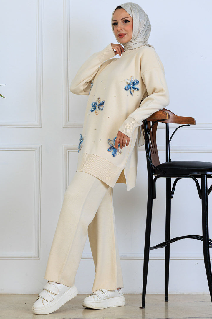 BNG Women Floral Knit Set S1006 Stone Color - Bendigo