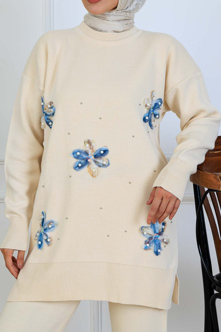 BNG Women Floral Knit Set S1006 Stone Color - Bendigo