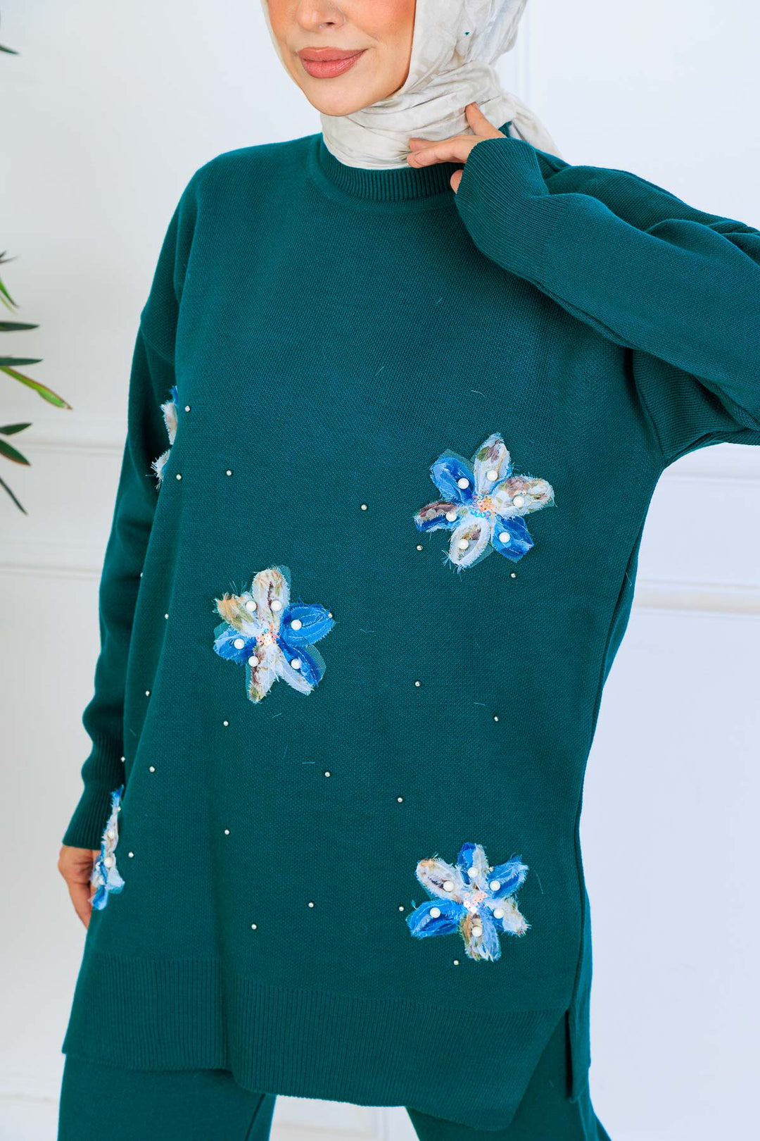 BNG Women Floral Knit Set S1006 Emerald Green - Marano di Napoli