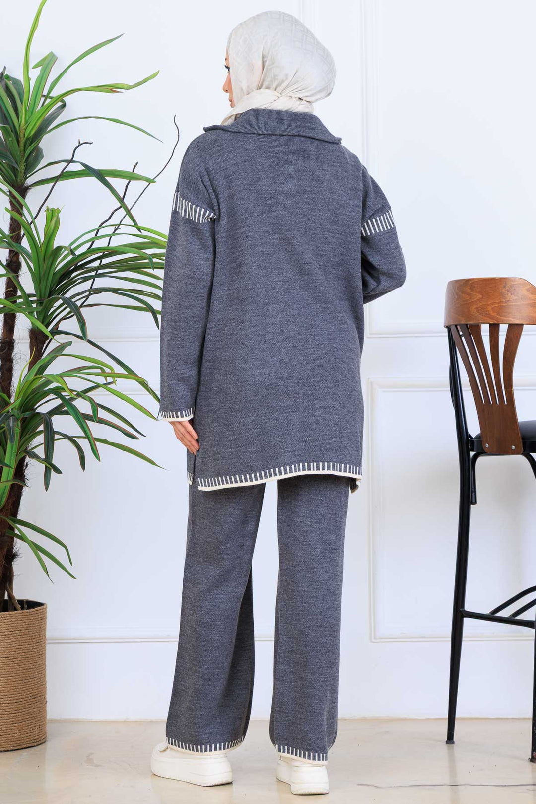 BNG Women Yakası Fermuarlı Triko Takım S1105 Antrasit - San Giorgio a Cremano