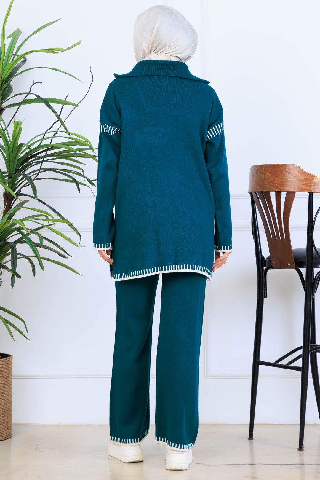 BNG Women Yakası Fermuarlı Triko Takım S1105 Zümrüt Yeşili - Málaga