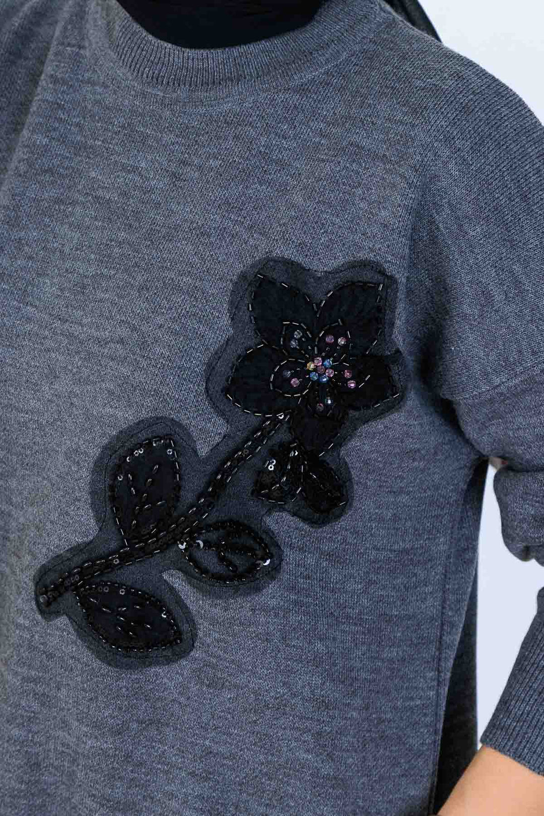 BNG Women İşleme Detay Triko Takım S1067 Antrasit - Andria