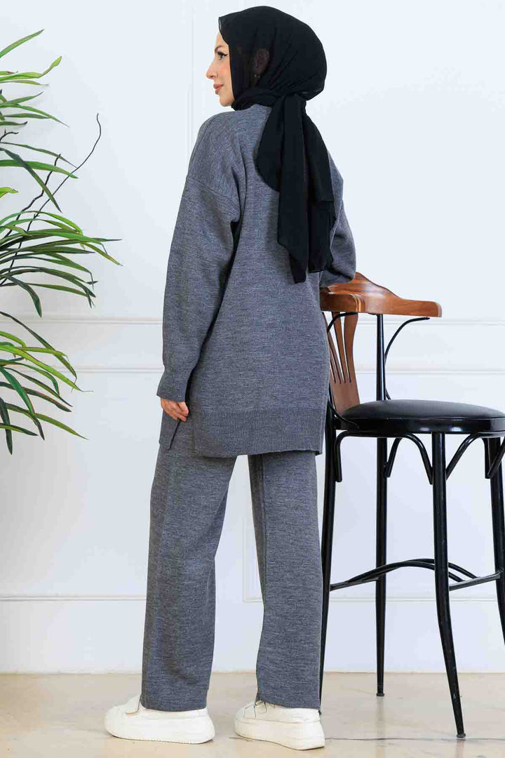 BNG Women İşleme Detay Triko Takım S1067 Antrasit - Andria