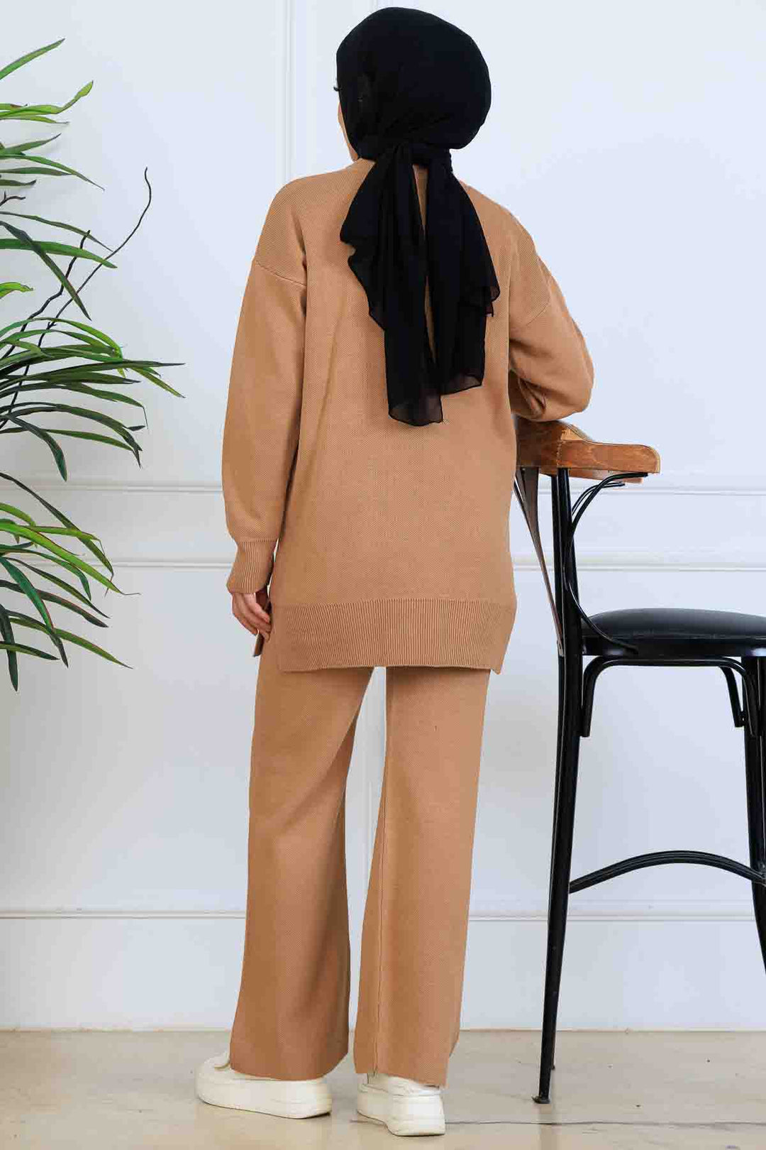 BNG Women İşleme Detay Triko Takım S1067 Vizon - Las Vegas